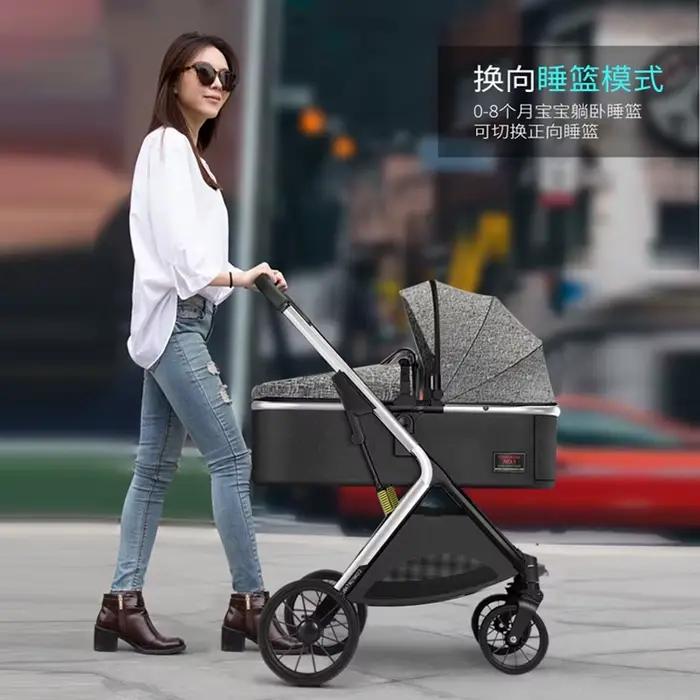 Poussette bébé inclinable légère et pratique pour voyages et sorties familiales avec vue panoramique et absorbe chocs pour sécurité maximale