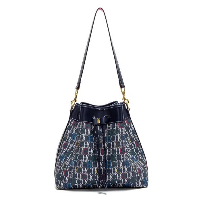 CHCH sac seau femme printemps nouveau vin rouge sac à cordon double usage bandoulière portefeuille d