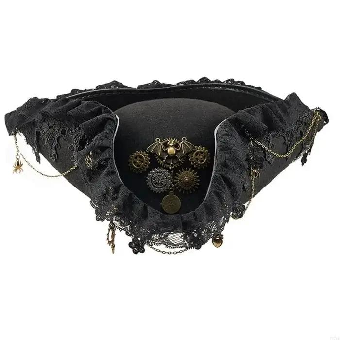 Chapeau Pirate victorien 72XE, équipement d'événement à thème en détresse, chapeau pour mascarades f