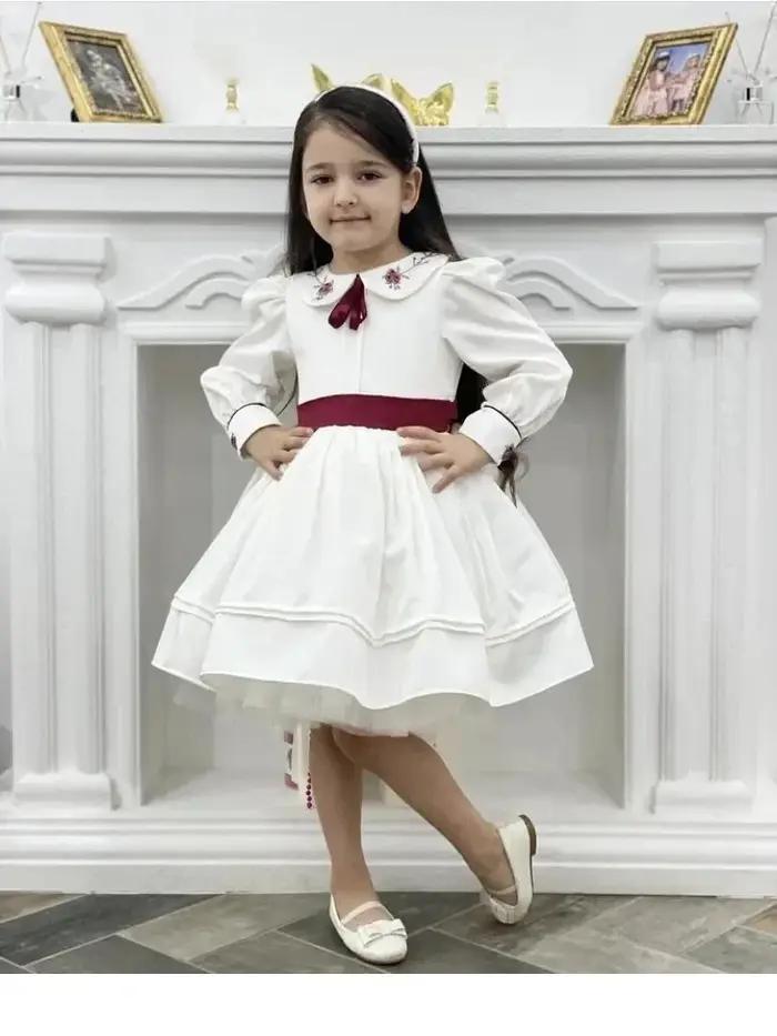 Robe d'été blanche brodée à la main pour bébé fille de 0 à 12 ans, pour anniversaire, mariage, baptê