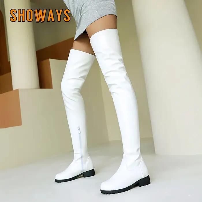 Cuissardes en peluche pour femmes, sur le genou, temporel, talons carrés ronds, Parker commandé, dou