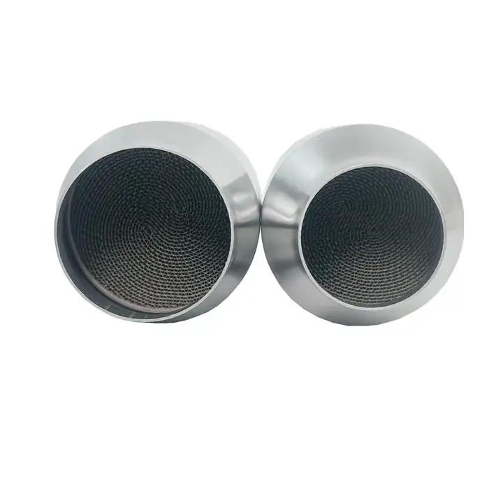 Convertisseur catalytique à haut débit 4" x 8" - Substrat métallique 200 cellules/cpsi - 2,5"/3" ent