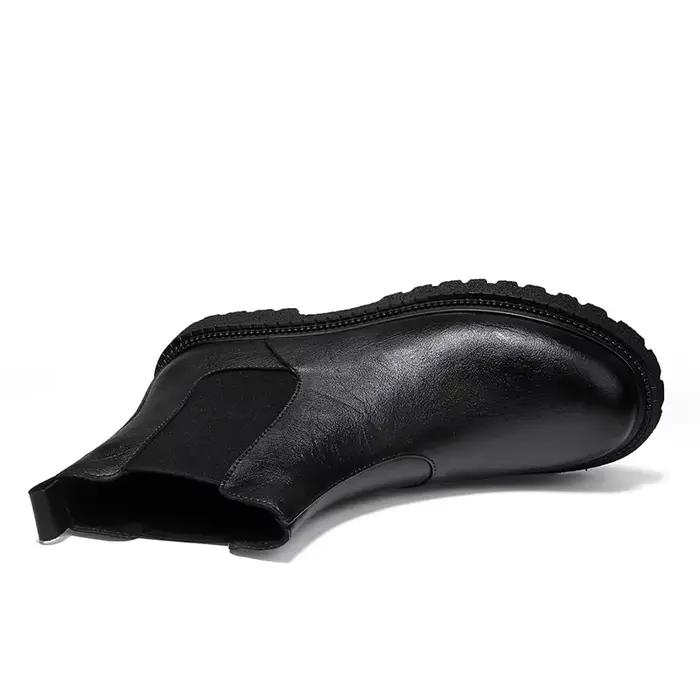 Bottines Chelsea en cuir véritable pour hommes, bottines décontractées à la mode, de luxe, en peluch