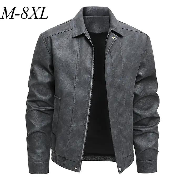 Veste en cuir pour hommes, grande taille, confortable, manteau de moto léger américain, revers class