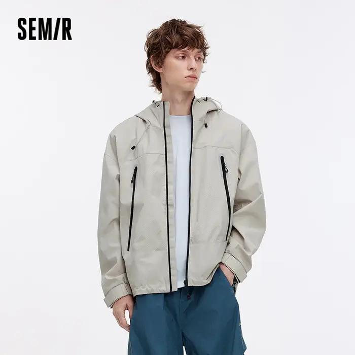 Semir veste hommes Sport de plein air ample à capuche Patchwork maille 2025 automne haut texturé vêt