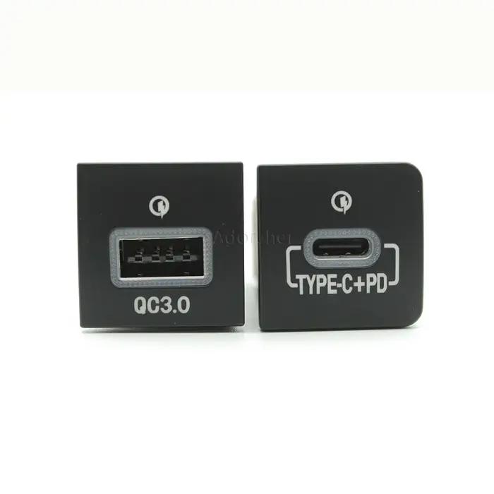 Prise de chargeur de voiture rapide 12V/24V, double USB, adaptateur d'alimentation QC3.0 PD Type C P