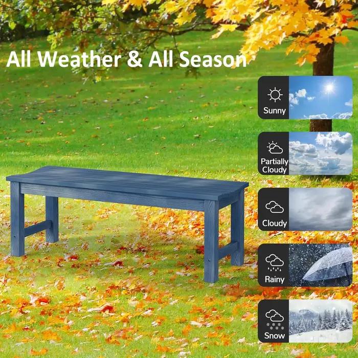 Banc de jardin sans dossier, résistant aux intempéries, 2 places, 800 lb, pour cour, véranda, terras