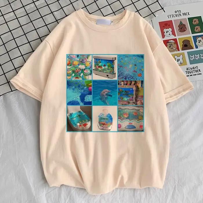 Frutiger Aero top t-shirts femmes kawaii Y2k graphique coloré Punk t-shirt confortable coloré Y2k Gr