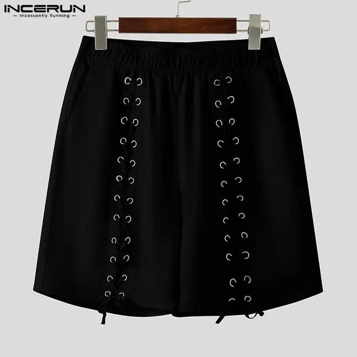 INCERUN-Short de Style Américain pour Homme, Design en Maille, Couleur Unie, Décontracté, Marche en