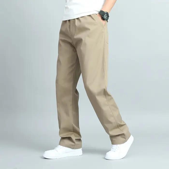 Grande taille hommes décontracté coton pantalon coupe ample pantalon droit Multi poche grand homme p