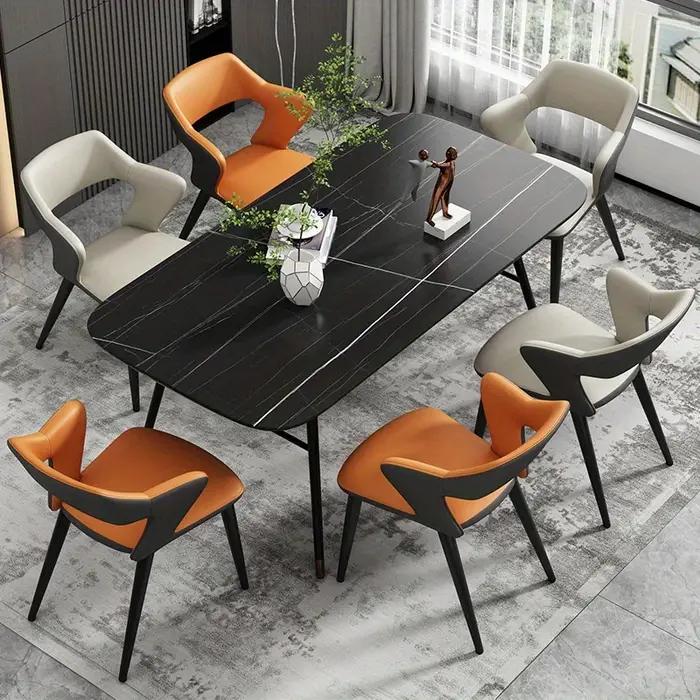 Chaise de salle à manger en cuir de Style français avec dossier, Design creux, adaptée au Clubhouse,