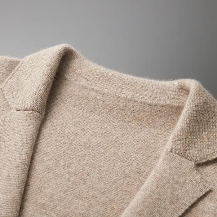 100% laine mérinos pull hommes costume col Cardigan pantalon ensemble intelligent tricots décontract