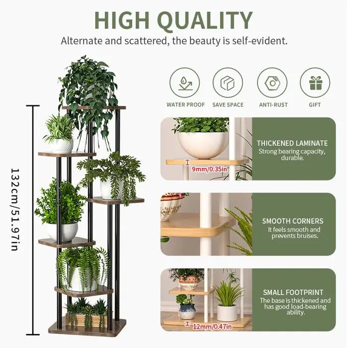 Support de plante pour fleurs, étagère de rangement en bois, étagère à fleurs à 4/5/6 niveaux, jardi