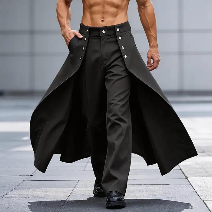 Pantalon long homme tendance 2026 – Joggers décontractés coupe ample à boutons, couleur unie, style