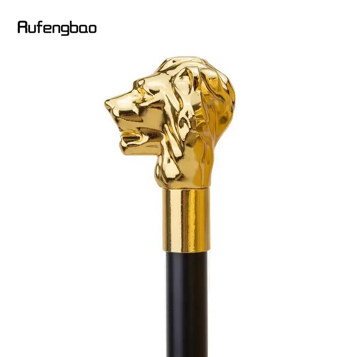Bâton de marche à la mode avec poignée en tête de Lion de luxe en or, canne de marche décorative pou