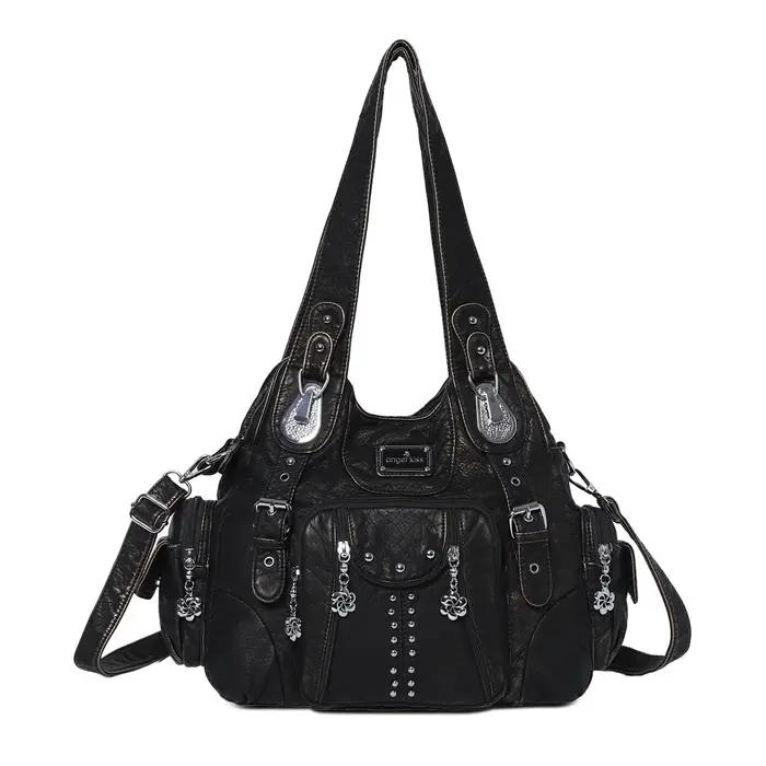 Sac vintage pour femmes, sacs à main tendance en cuir PU, sacs à bandoulière, sacs fourre-tout grand