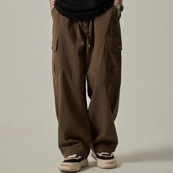 Pantalon de survêtement pour hommes, Vintage, japonais, jambes larges, droit, ample, boutons, grande