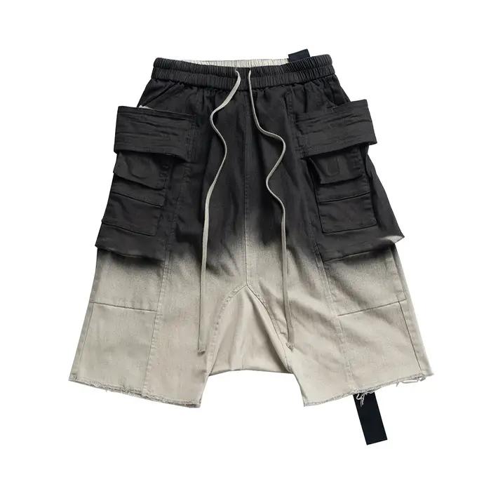 Ro Ribbons-Pantalon sarouel nickel é pour homme, double boucle, entrejambe frontal, poches, short de
