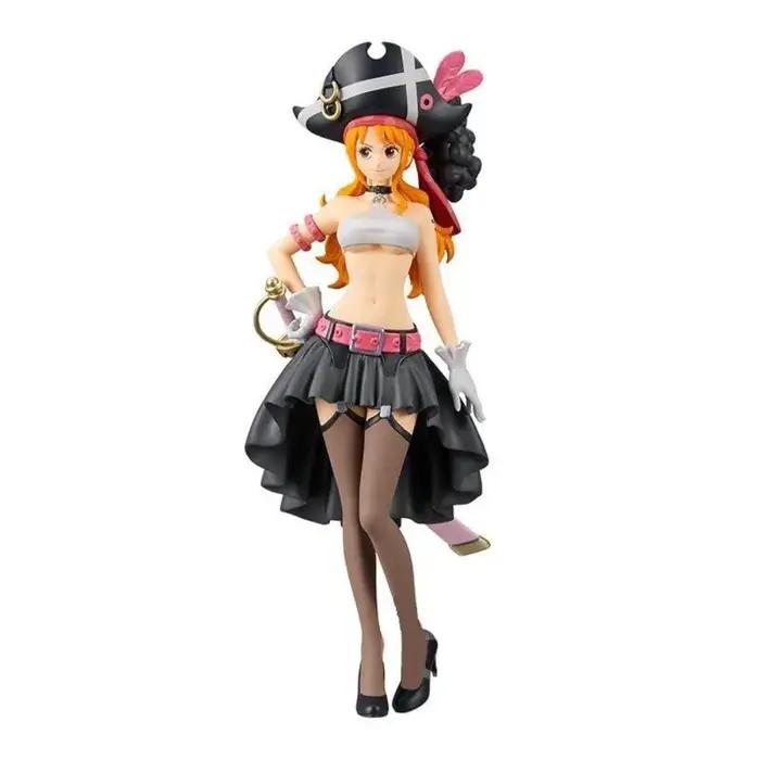 19CM Anime une pièce Nami noir vêtements Figurine une pièce FILM rouge habiller Figurine PVC modèle