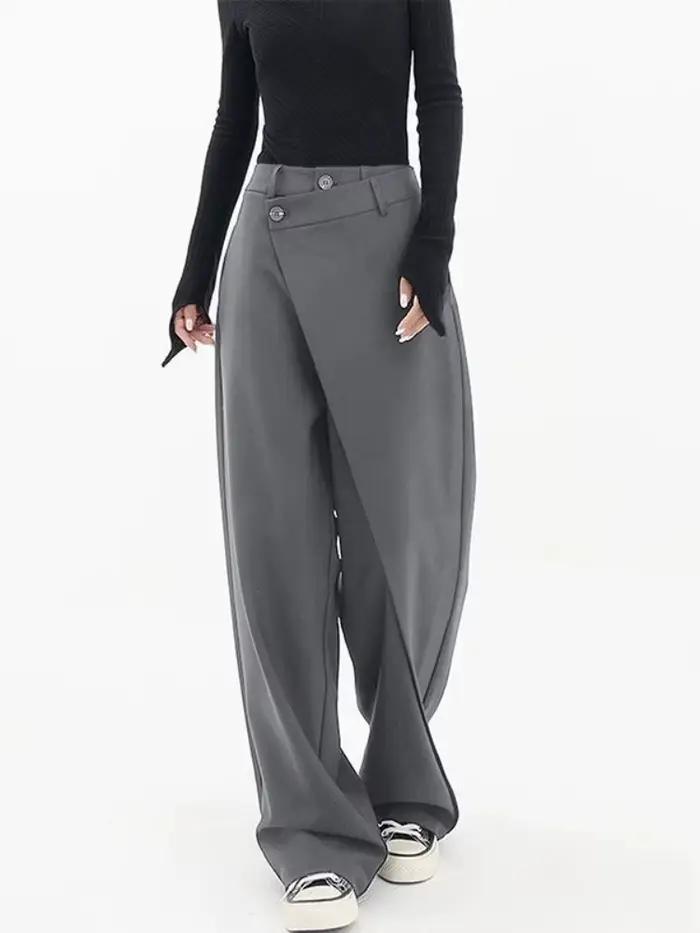 HOUZHOU femmes pantalon de costume large taille haute gothique Style japonais Baggy pantalon noir pa