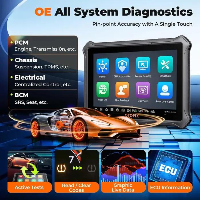 Scanner OBD2 automobile OTOFIX D1 Lite, mise à jour de 2 ans, contrôle bidirectionnel, outil de Diag
