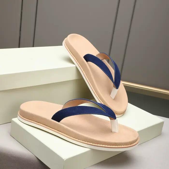 Chaussures pour hommes de marque de luxe, pantoufles en cuir faites à la main, chaussures de plage e