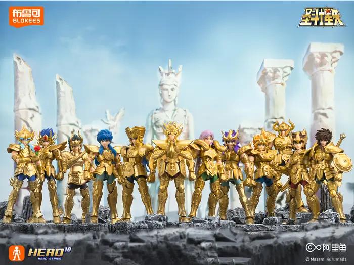 BLOKEES Gold Saint Stars Series Wave1- 4 Blind Box | Ensemble de figurines d'action sous licence S