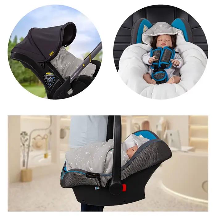 Couverture enveloppante pour bébé nouveau-né avec capuche coupe-vent, utilisable comme siège auto po