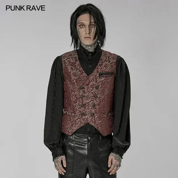 PUNK RAVE-Gilet Gothique Non artificiel astique pour Homme, Jacquard Effet 3D, Magnifique, 3 Couleur