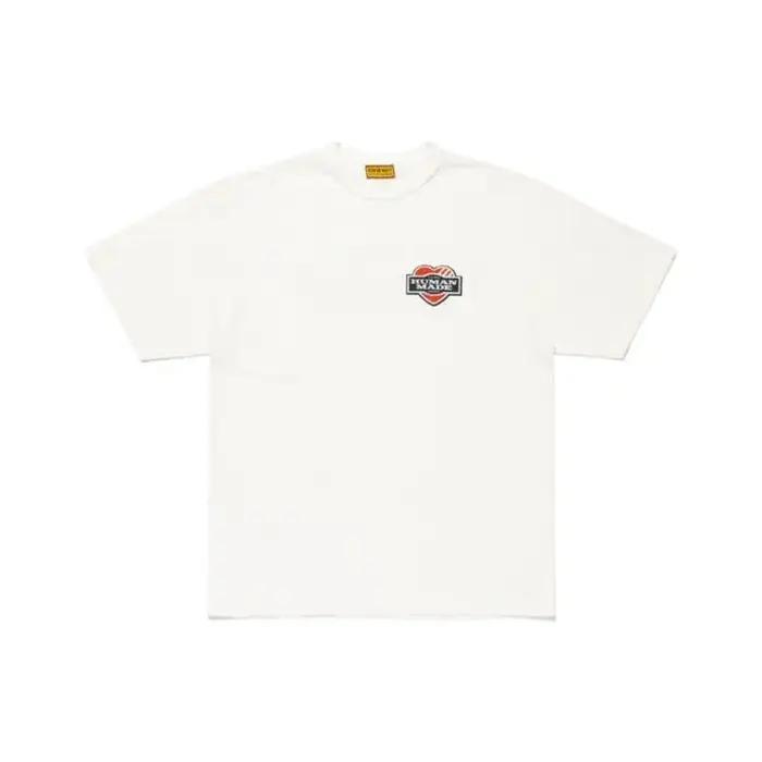 T-shirt à manches courtes à double col imprimé canard sur la poitrine HUMAN MADE FW25 pour hommes et