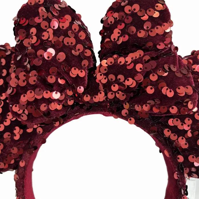 Bandeau d'oreille Minnie Mouse de couleur unie Disney, grandes bandeaux à paillettes, Costume de Cos