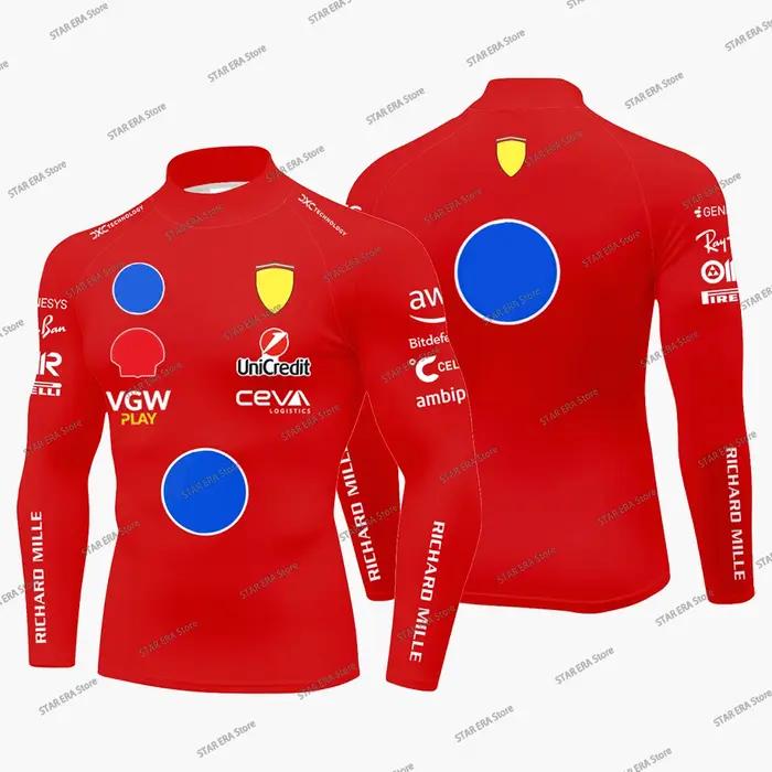 T-shirt de compression de course Charles Leclerc 16 pour hommes, Hamilton 44, col montant, manches l