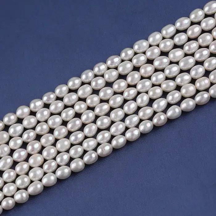 Perles d'eau douce naturelles, perles de riz AAA 5-6mm, perles d'espacement blanches en vrac pour la