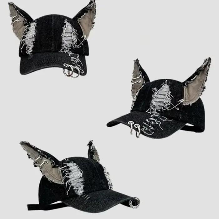 Nouveau 2026 Casquette de baseball style y2k 'Hot Girl' avec motif graffiti, oreilles de lapin, styl