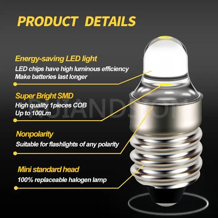 4 pièces E10 lampe extérieure LED vis lampe de poche torche ampoule Mini lampe de travail 6000K 4300