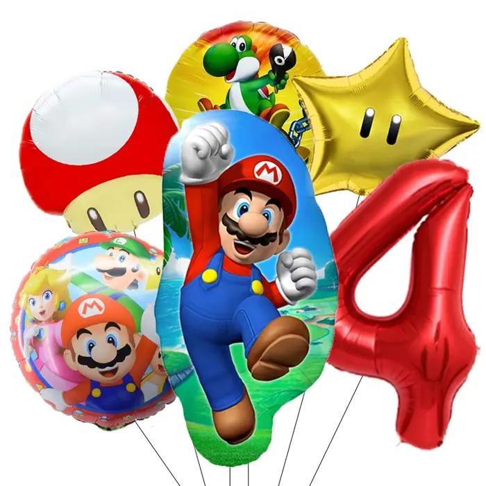 6 ballons en aluminium à thème Super Frères de dessin animé, ballons numériques de 32 pouces, pour l