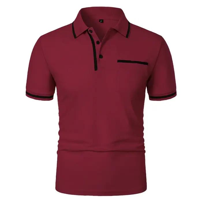 Nouveaux hommes à manches courtes polos couleur unie t-shirt style décontracté été à la mode respira