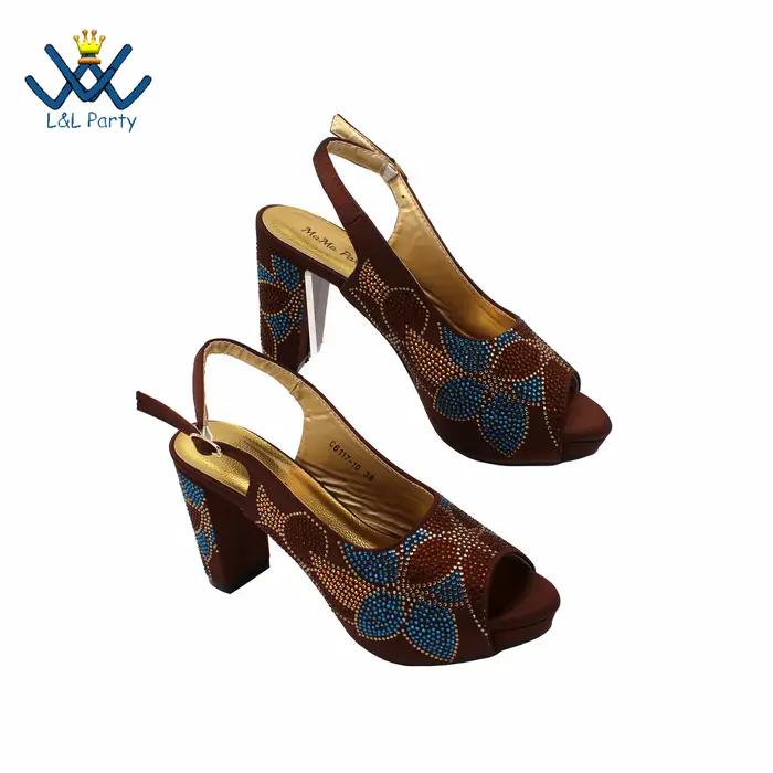 Ensemble de chaussures et sacs pour femmes africaines, Peep Parker avec cristal Kendning pour fête d