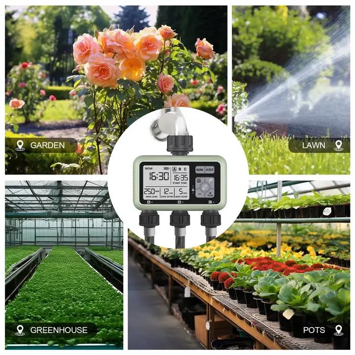 Eshico-Arroseur de jardin numérique, minuterie d'eau à 3 sorties, programme de contrôle indépendant,