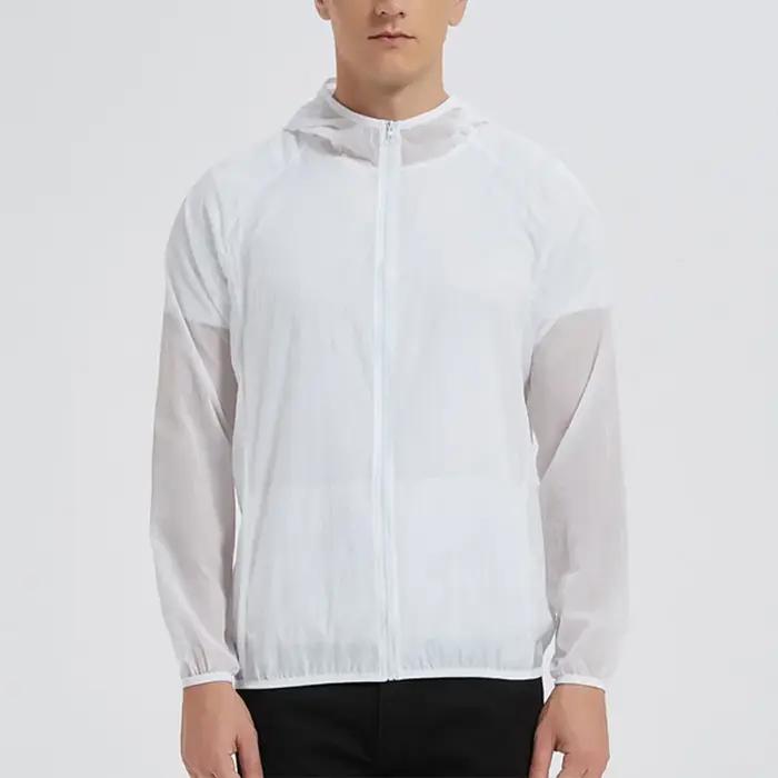 Vêtements de Protection solaire d'été pour hommes, léger et respirant, veste à capuche en soie glacé