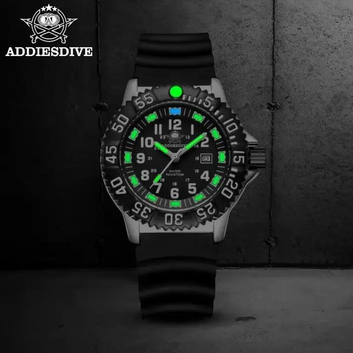 Addies Dive-Montre à quartz décontractée pour homme, affichage du calendrier, étanche 50m, tube, cad