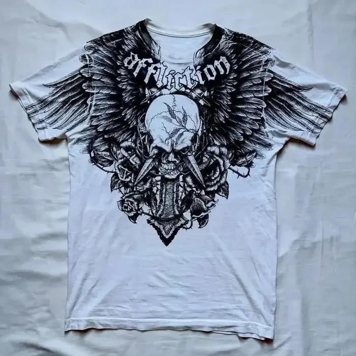 T-shirt col rond pour hommes européens et américains, imprimé tête de mort, confortable et respirant