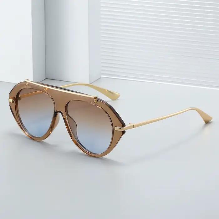 Nouvelles lunettes de soleil aviateur surdimensionnées unisexe – Style rétro années 70, monture doré