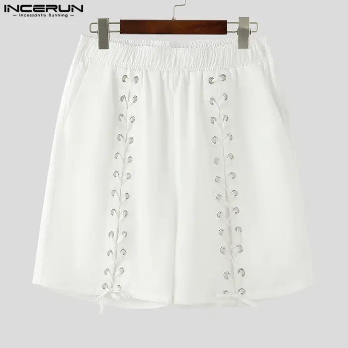 INCERUN-Short de Style Américain pour Homme, Design en Maille, Couleur Unie, Décontracté, Marche en