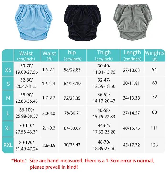 1pc couleur unie imperméable iaper pour adultes lavable réutilisable couche-culotte pantalon anti-fu
