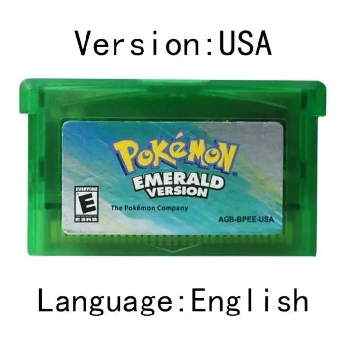 Cartouche de jeu vidéo GBA populaire des états-unis, carte de Console, série Pokemon, émeraude, feui