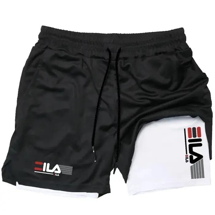 Short de sport deux en un pour homme, respirant, décontracté, séchage rapide, double couche, short d