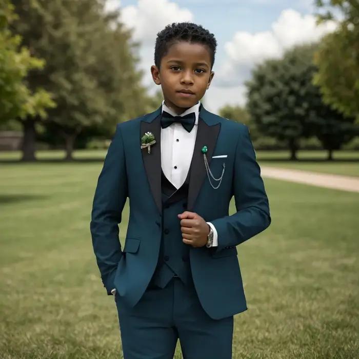 Costumes formels pour garçons, coupe cintrée, tenue porteur d'anneau, robe de mariée pour enfants, v