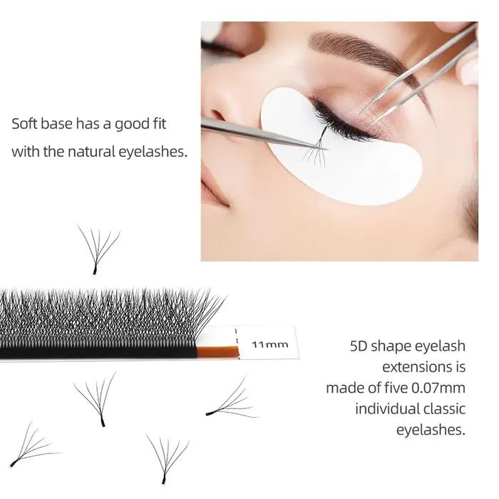 NAGARAKU Livraison Locale UE 5 Boîtes Extensions de Cils Pré-faits en Éventail Forme W Bloom 3D 4D 5