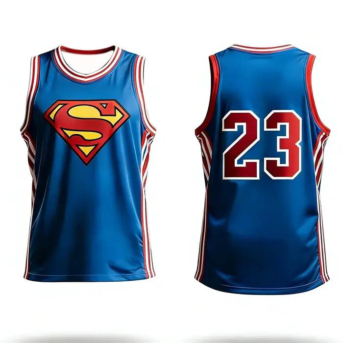 Maillot de basket Superman 23 pour homme, débardeur de sport sans manches en maille respirante, stre